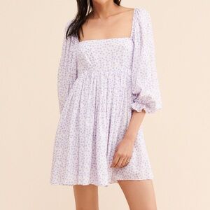 Selkie Floral Puff Sleeve Mini Dress
